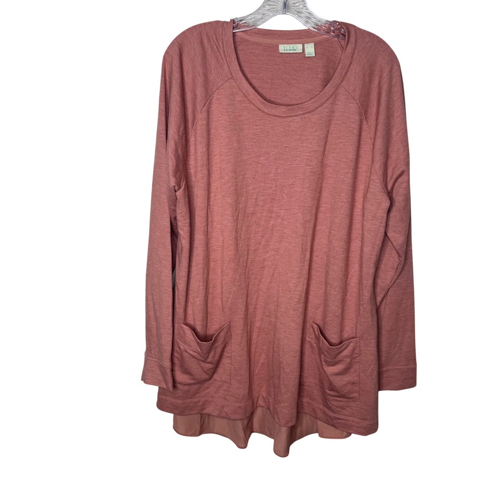 LOGO Lounge‎ Lori Goldstein Pink Heathered Tunic Top Mixed Media  XL